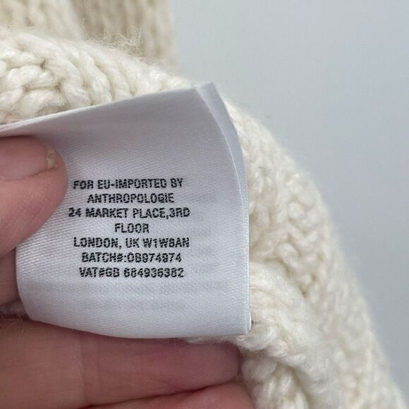 Anthropologie Ivory Blended Long Sleeve Cowl-Neck Pullover Sweater Size Medium - Picture 5 of 7